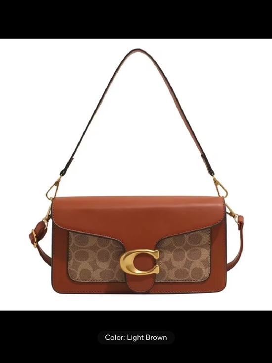 The Unbranded Brand Handbags - Fashion Light Brown Signature Leather Shoulder Bag with Gold 'C' Accent